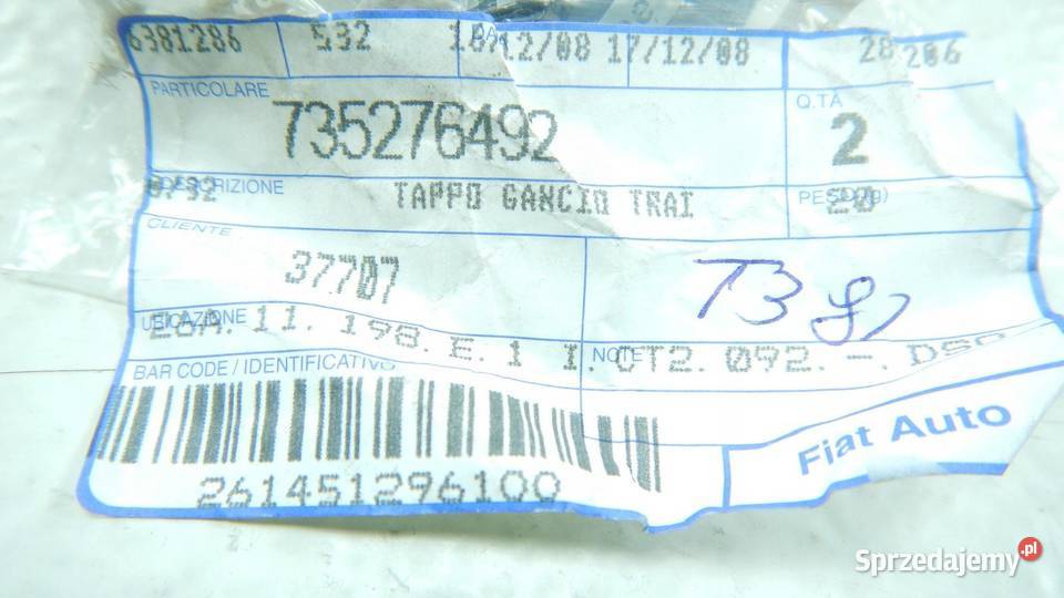 ZAŚLEPKA ZDERZAKA PRZÓD FIAT PUNTO 9903 ORYGINAL