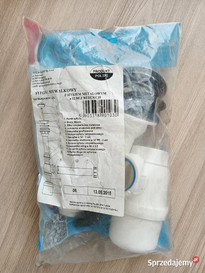 Syfon umywalkowy z sitkiem metalowym fi 32 bez Kraków sprzedam