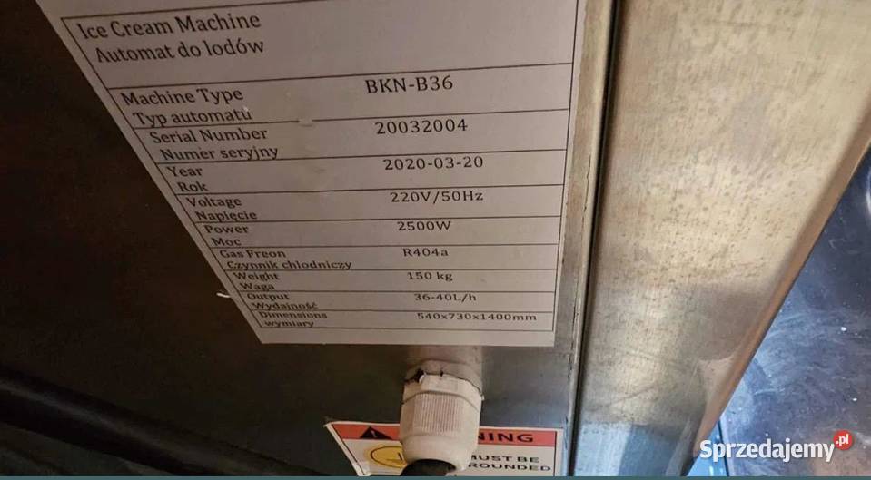 Maszyna automat do lodów kręconych sprawna i Gastronomia dolnośląskie Dzierżoniów