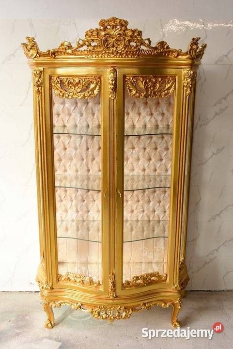 Duża Piękna Witryna 100 Drewno GIĘTE SZYBY Kredensy i witryny