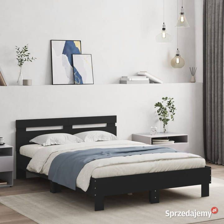 Rama łóżka z wezgłowiem czarna 135x190 WM3207442
