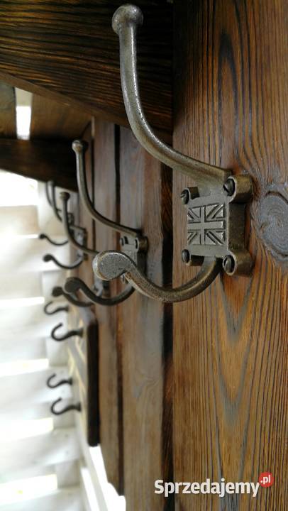 Wieszak drewniany vintage rustykalny loft flaga