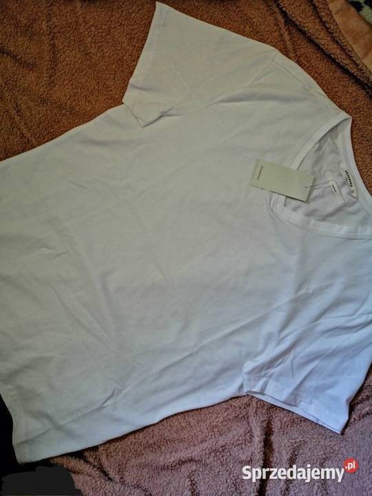 Biała bawełniana Koszulka Bluzka Tshirt Slim fit Leszno