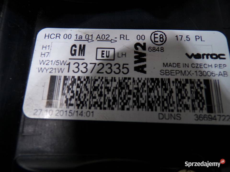 OPEL MERVIA B LIFT LAMPA LEWA EUROPA 13372335 osobowe Lampy przednie kujawsko-pomorskie sprzedam