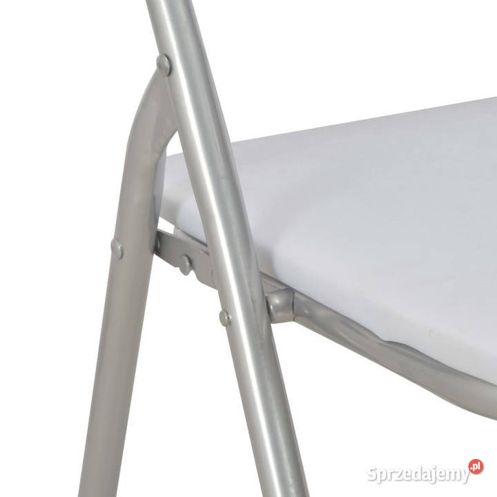 Składane krzesła jadalniane 2 białe sztuczna Krzesła