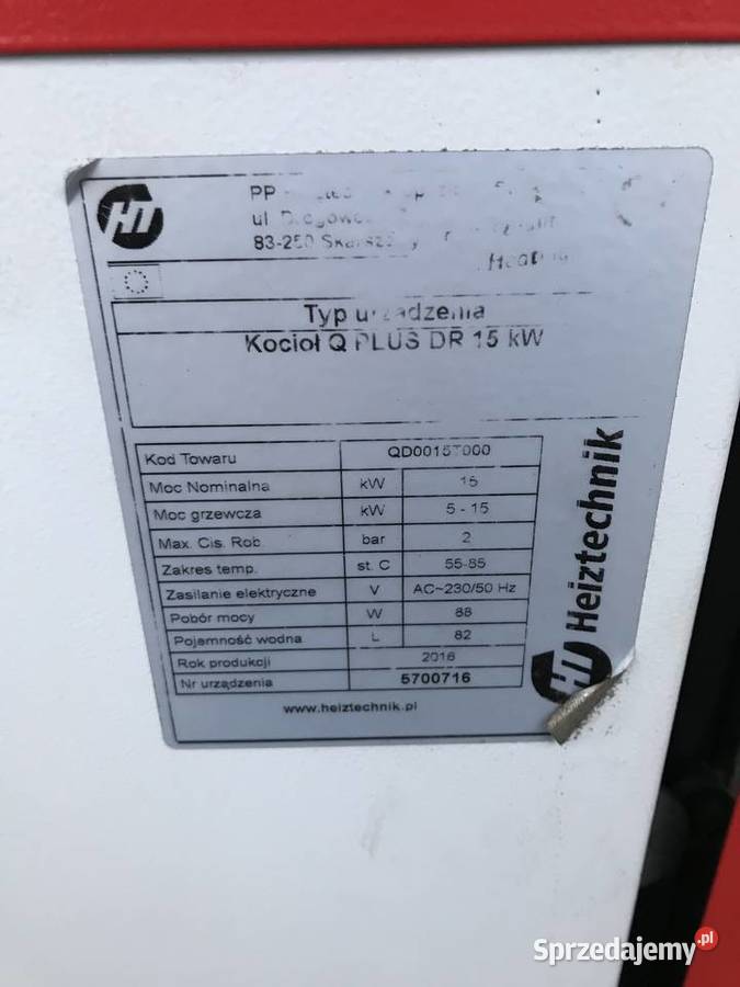 Kocioł heiztechnik q plus dr 15 kw drewno zachodniopomorskie Przybrda sprzedam