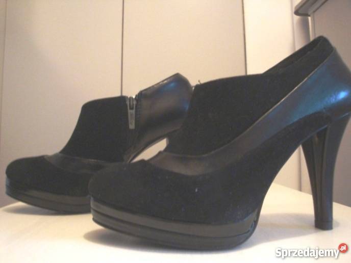 Nowe czarne półbuty na wysokim obcasie czarny Warszawa