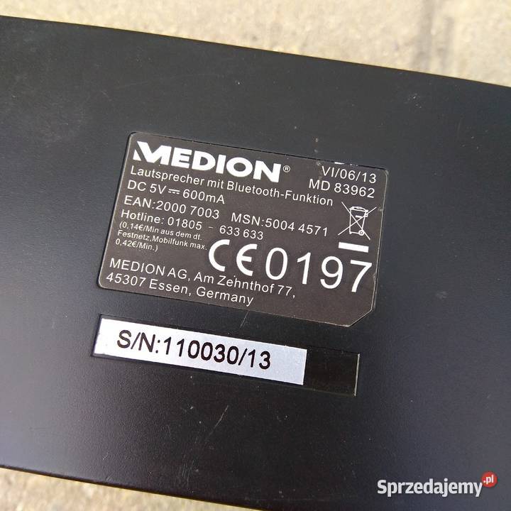 Medion MD 83962 przenośny głośnik bezprzewodowy Świebodzice sprzedam