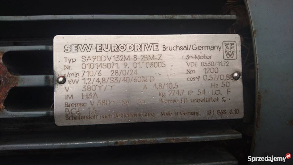Motoreduktor dwubiegowy z hamulcem SEW Gdów