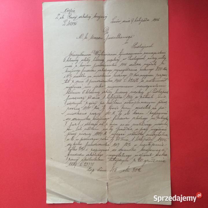 1851 Pismo Do Urzędu Podatkowego Lwów Wojtowicz Szczecin