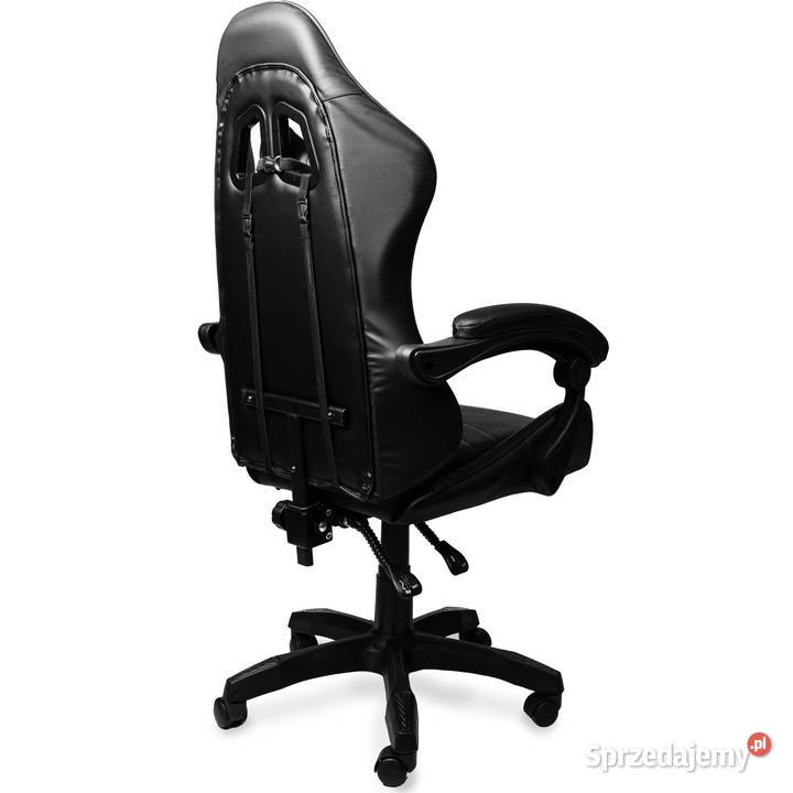 Fotel gamingowy krzesło obrotowe ekoskóra czarny 65cm Poznań