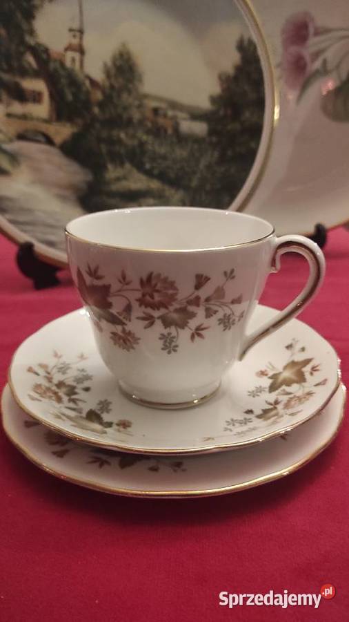 ZESTAW ŚNIADANIOWY TRIO Colclough Made in Porcelana i szkło Pabianice