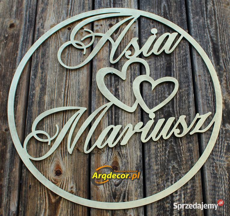 Duże koło z imionami pary młodej dekoracje podkarpackie