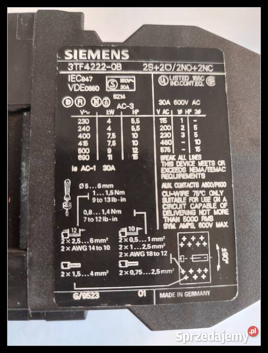 Stycznik Siemens 3TF42  48V =
