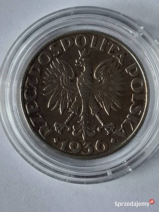 Moneta srebrna 2 1936 Żaglowiec Super stan Potulice