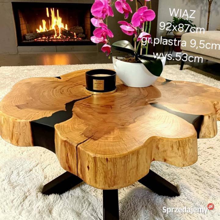 Stolik kawowy live edge plaster drewna loft wielkopolskie Śrem