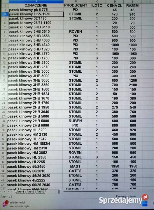 Pasy klinowe LIKWIDACJA SKLEPU Opole