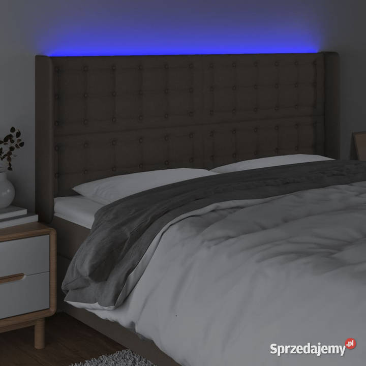 Zagłówek do łóżka z LED taupe 183x16x118128 Warszawa