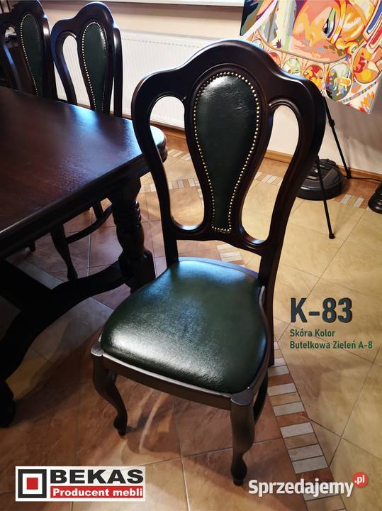 Komplet Salon Stół S23 Dąb 6 Krzeseł Skóra 100cm Radom