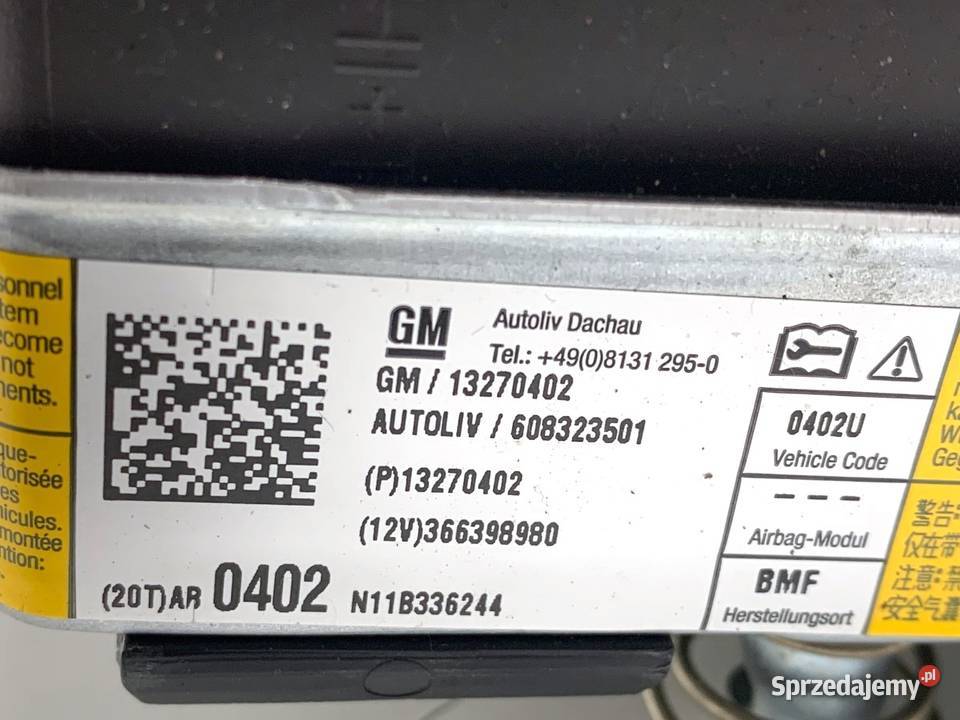 PODUSZKA POWIETRZNA KIEROWCY OPEL INSIGNIA A