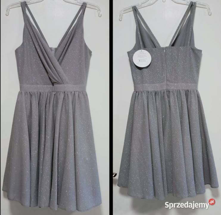 Piękna brokatowa sukienka na ramiączkach Andrychów