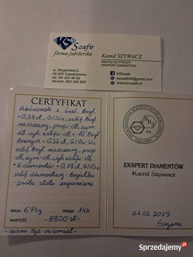 Piekny pierścionek z brylantami Radomsko