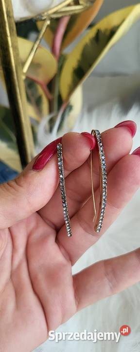 Złote kolczyki z błękitnymi syntetycznymi Bielsko-Biała