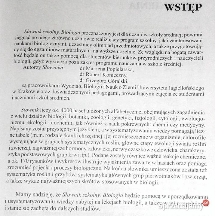 Słownik szkolny Biologia M Popielarska R twarda Chełm