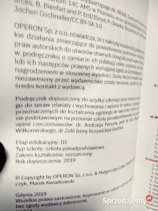 Chemia 1 rozszerzenie Operon matura antykwariat Antykwariat
