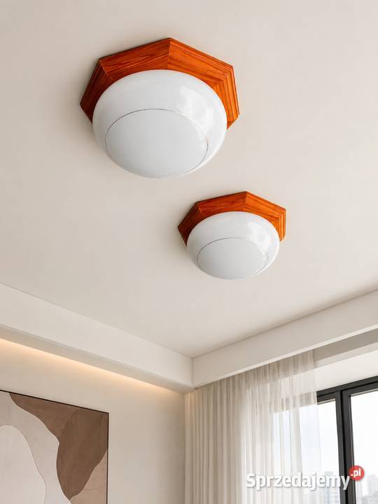 2x plafon sufitowy retro vintage drewno mleczne sprzedam