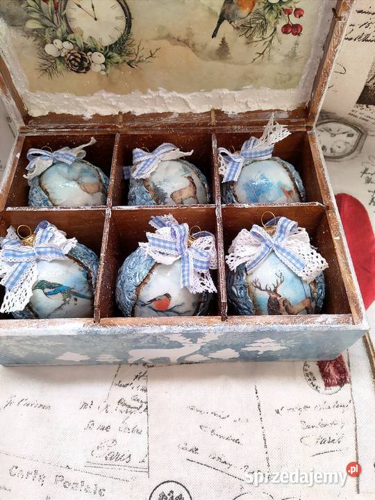 Bombki Decoupage rękodzieło zestaw w pudełku Czarków