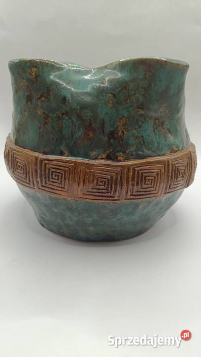 Ceramiczny wazon artystyczny szmaragdowy lubelskie