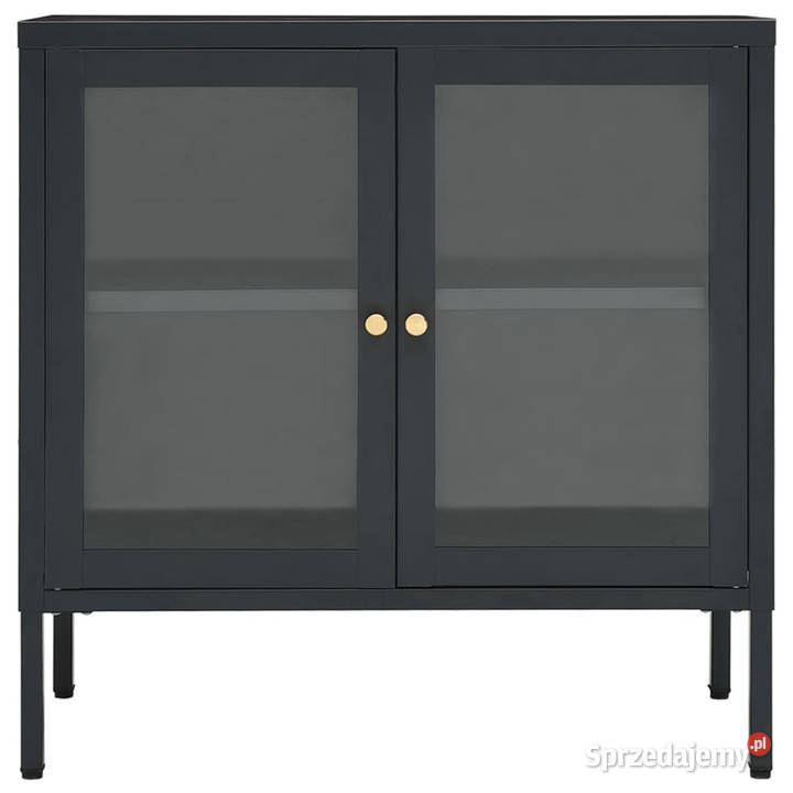 Szafka boczna antracytowa 70x35x70 stal i szkło Warszawa