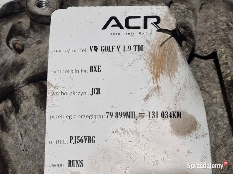 SKRZYNIA BIEGÓW VW Golf V 19 TDI 105 manualna osobowe Skrzynie biegów manualne Chełm sprzedam