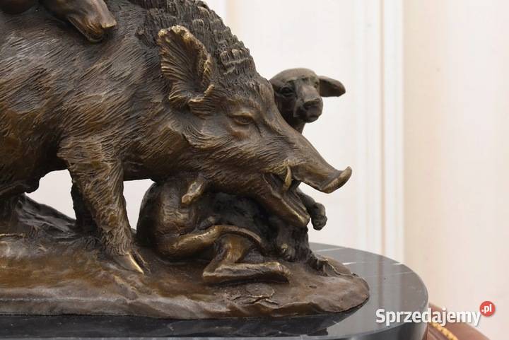 Atak Psów Na Dzika Myśliwska Figura Rzeźba z Kraków