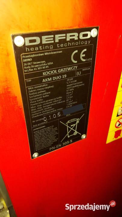 Sprzedam piec Defro AKM duo 19 KW stal Zakrzów