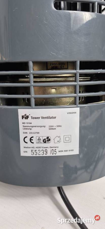 NOWY Wentylator Kolumnowy FiF Medion 50W Timer Wentylatory sprzedam