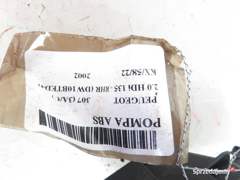 POMPA ABS PEUGEOT 307 9649458080 0265850368 Układ ABS i ESP