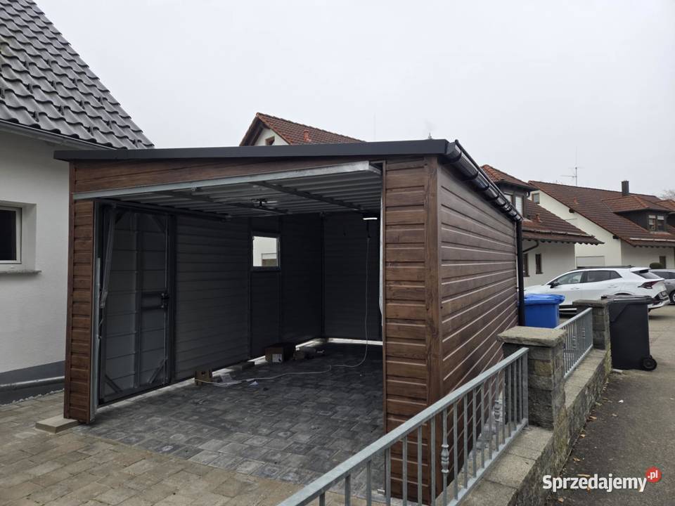 Garaż blaszany 35x5m Drewnopodobny Orzech Grafit Głuchołazy