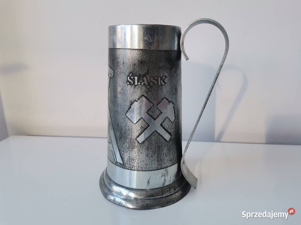 Stary cynowy kufel górniczy Śląsk KWK