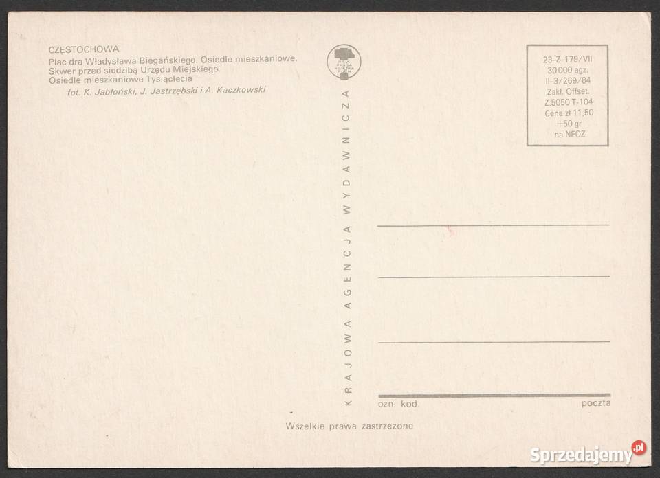 CZĘSTOCHOWA 4 WIDOKI HERB 1984 BO łódzkie Łódź sprzedam
