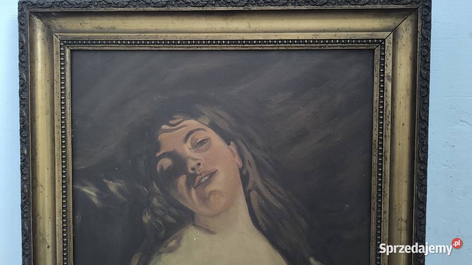 Piękny obraz olejny akt kobiety sygnowany J Łódź