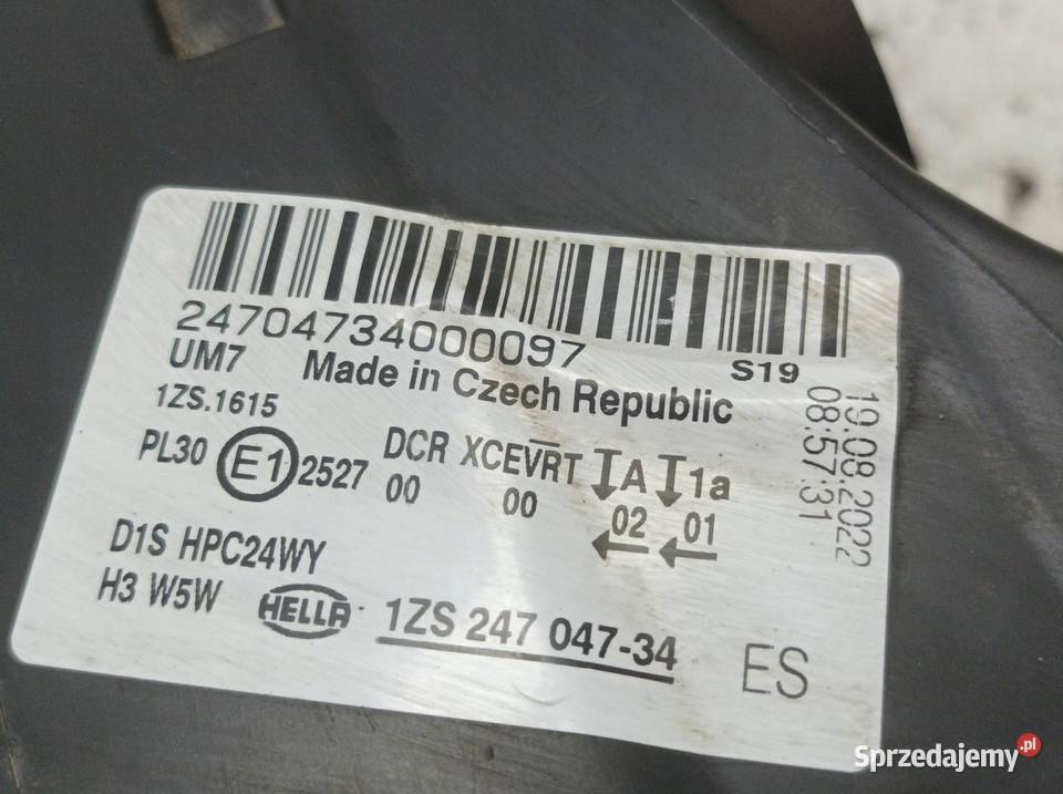 LAMPA PRZÓD PRAWA XENON EUROPA 1ZS24704734 ES