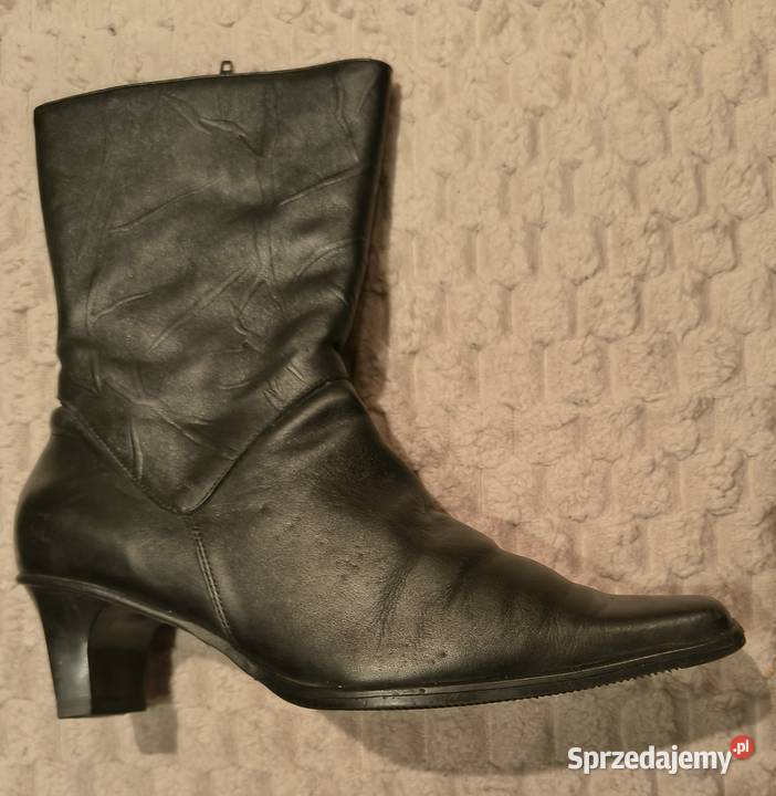 Botki skórzane czarne do pół łydki Gdańsk