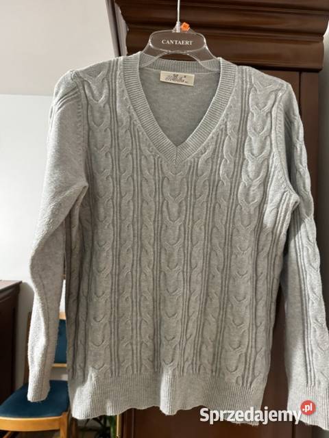 Sweter damski szary ML z warkoczami bawełna Częstochowa