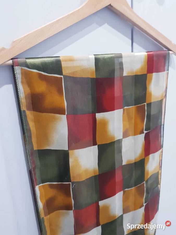 Długi lekki damski szal chusta w kratkę Dąbrowa Górnicza