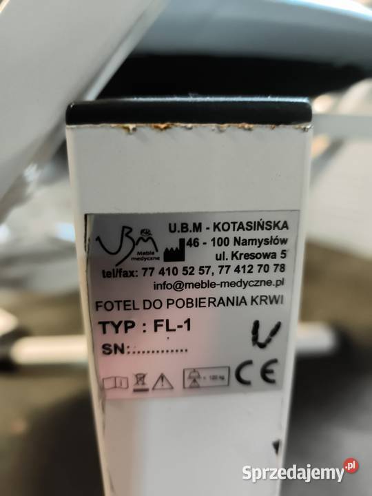 Fotel do pobierania krwi FL1 fotel medyczny łódzkie sprzedam