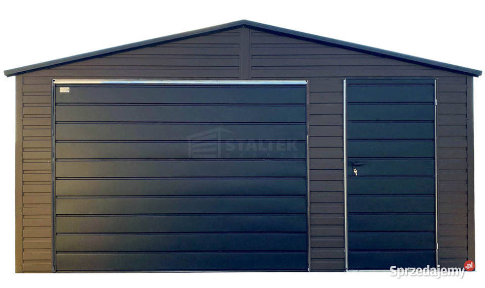 Garaż blaszany 5x5m brama uchylna drzwi dach