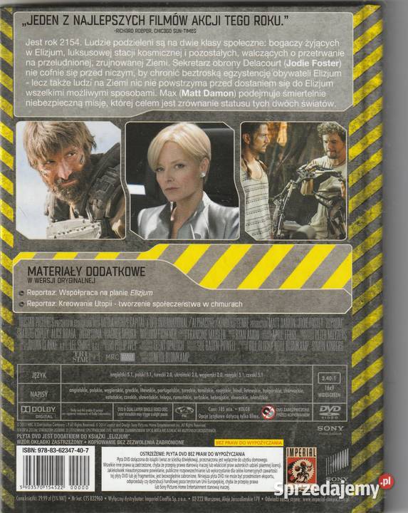 Elizjum płyta Matt Damon DVD mazowieckie Pruszków sprzedam