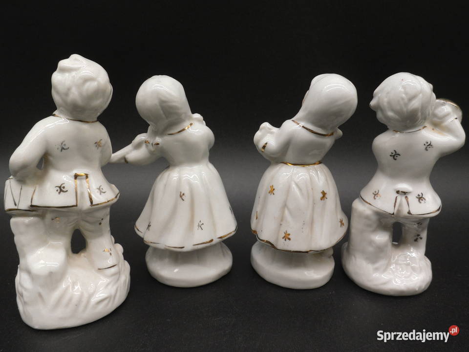 Zestaw 4 porcelanowych figurek Dziecięca